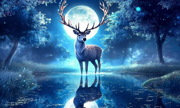 Animated deer in the forest
