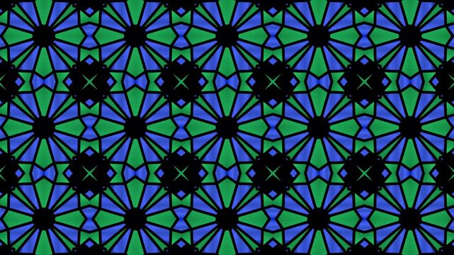 Elegant animated mandala with floral details in green and blue tones, perfect for backgrounds or meditation visuals