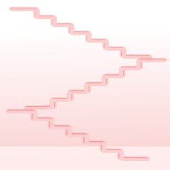 Minimalist abstract staircase design, featuring a series of floating steps forming a geometric zigzag pattern. The artwork has a monochrome color scheme with soft shadows