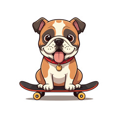 Cute bull Dog Eating Bone Cartoon Vector Icon Illustration. Animal Nature Icon Concept Isolated Flat