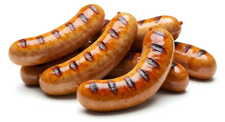 Grilled german bratwurst sausages white background. Brazilian food