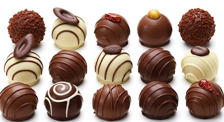 Fototapeta premium Chocolate truffles white background. Brazilian food