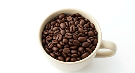 Fototapeta premium Coffee beans cup white background. Brazilian food
