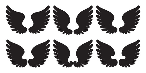 Fototapeta premium Black Silhouette Wings Vector Collection