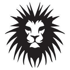 Obraz premium Fierce Lion Head Black and White Vector Illustration