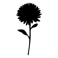 aster flower minimalist silhouette vector - for nature graphic design projects aster, plant flower modern artwork.