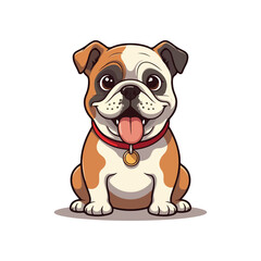 Cute bull Dog Eating Bone Cartoon Vector Icon Illustration. Animal Nature Icon Concept Isolated Flat