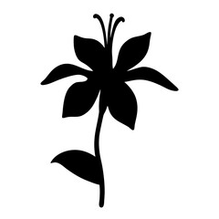 columbine flower minimalist silhouette vector - for nature graphic design projects columbine, plant flower modern artwork.