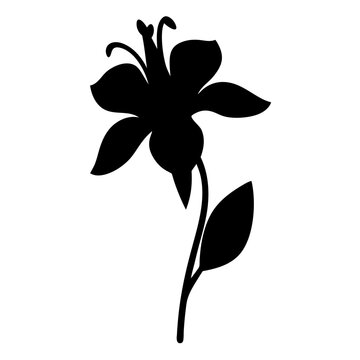 recommend clip art: columbine flower minimalist silhouette vector - for nature graphic design projects columbine, plant flower modern artwork.