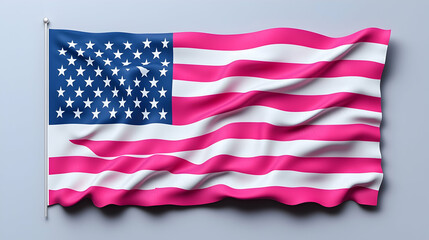 Fototapeta premium Pink and White American Flag with Wavy Texture