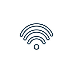 Minimalist outline icon representing a Wi-Fi signal. The icon consists of a dot with three or four curved lines above it, symbolizing wireless internet connectivity. Suitable for use in UI/UX designs,