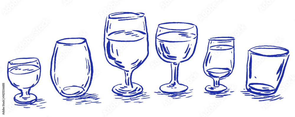 Poster charming collection of whimsical glass sketches showcasing mediterranean style and playful elements 