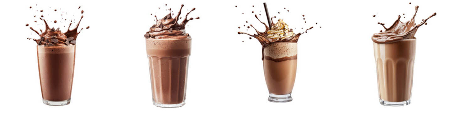 Levitating chocolate milkshake with a splash effect