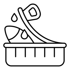 Opened can of oiled fish thin line icon, fishery product concept. Vector graphics. Fish container sign on white background, linear style for mobile or design.