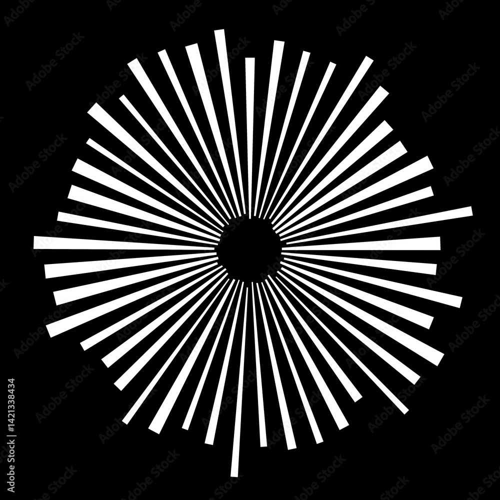 Fototapete abstract geometric pattern with ray white lines. silhouette of gobos line circle window light textur