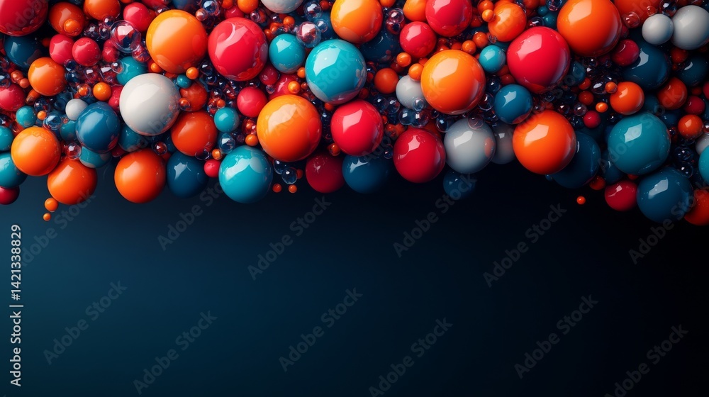 Fototapete a vibrant cascade of glossy spheres in an array of colors and sizes create a captivating abstract co