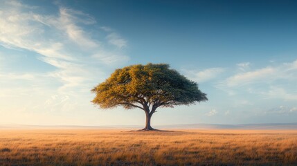 Fototapeta premium Solitary tree in golden field