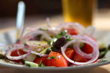 Greek Salad green healthy meal at restaurant fast food
