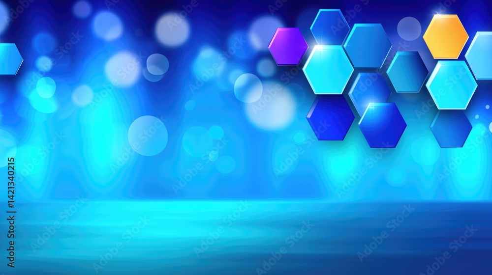 Aufkleber vibrant abstract background featuring hexagonal shapes and soft bokeh effects in shades of blue and 