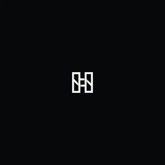 Letter H or SH Linear Square Monogram Logo with Black Background