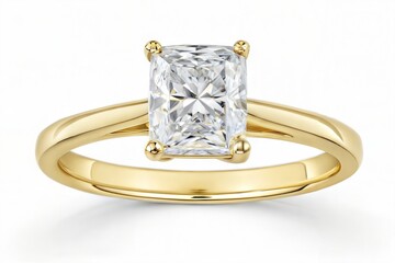 Yellow gold engagement ring with a radiant-cut diamond (Diamond)