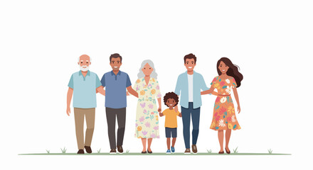 Obraz premium Diverse Family Smiling Together in a Lush Green Setting 