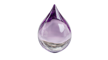 Massive drop shape of lavender essential oil captures light and showcases natural beauty in a serene setting