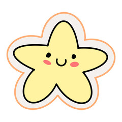 Cute Smiling Star Cartoon Character with Pink Cheeks and Bright Yellow Color