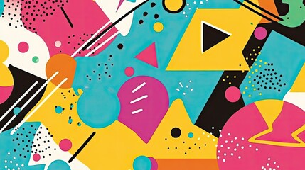 Vibrant Abstract Geometric Artwork: A Colorful Symphony of Shapes and Patterns