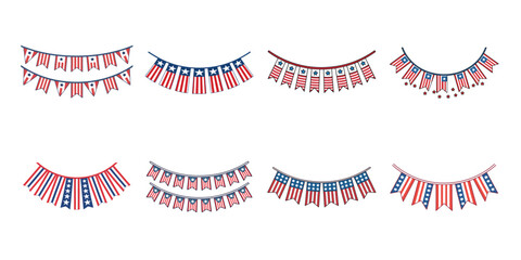 A Patriotic String of Flags for a Festive Celebration vector set on Transparent Background