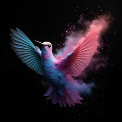 Obraz premium Abstract colorful hummingbird poster. wallpaper art.