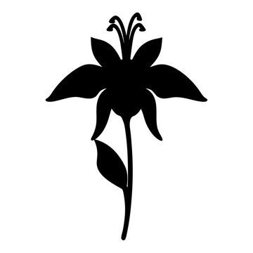 recommend clip art: columbine flower minimalist silhouette vector - for nature graphic design projects columbine, plant flower modern artwork.