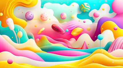 Vibrant Abstract Landscape: A Whimsical Journey Through Colorful Worlds of Imagination
