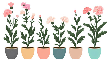 Lovely Carnation Blooms in a Row