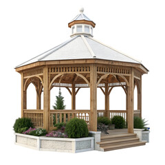 Obraz premium Wooden Gazebo Garden Design on transparent background