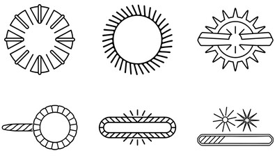 Abstract Circular Loading Icons Vector Set – Black Outline Minimal Geometric 