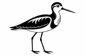 sandpiper silhouette line art vector illustration with a white background