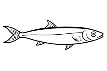 sardine silhouette line art vector illustration with a white background