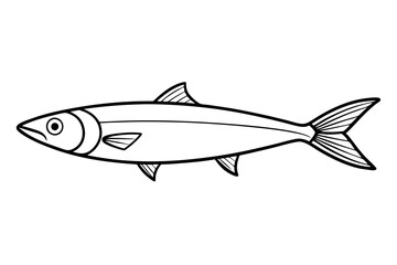 sardine silhouette line art vector illustration with a white background