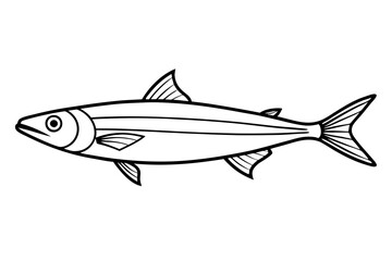 sardine silhouette line art vector illustration with a white background