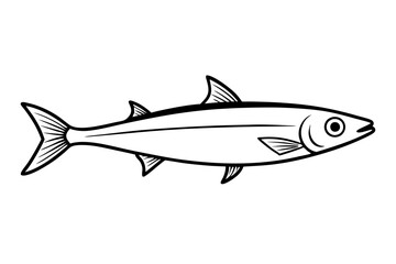 sardine silhouette line art vector illustration with a white background