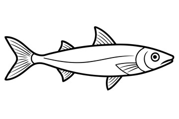sardine silhouette line art vector illustration with a white background