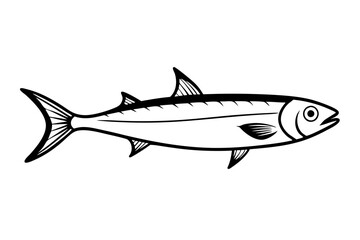 sardine silhouette line art vector illustration with a white background