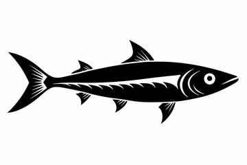 sardine silhouette line art vector illustration with a white background