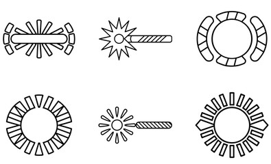 Abstract Circular Loading Icons Vector Set – Black Outline Minimal Geometric 