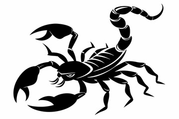 scorpion silhouette line art vector illustration with a white background