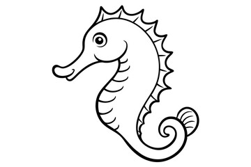 seahorse silhouette line art vector illustration with a white background