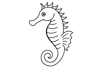seahorse silhouette line art vector illustration with a white background