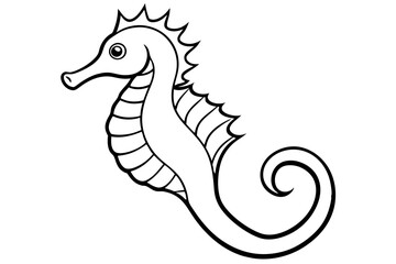 seahorse silhouette line art vector illustration with a white background