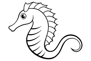 seahorse silhouette line art vector illustration with a white background